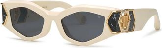 Philipp Plein Stijlvolle zonnebril met rookglazen - Dames - Zonnebrillen - Beige - 52 MM - Accessoires