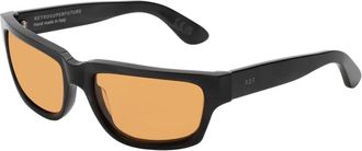 Retro Superfuture Vintage Thelonius zonnebril met gestreept zwart montuur en oranje glazen - Dames - Zonnebrillen - Zwart - 60 MM - Accessoires