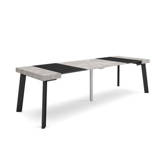 Skraut Home Mesa Consola Extensible, Mesa Comedor Plegable, 260, Para 12 Comensales, Patas De Madera, Estilo Moderno, Gris Cemento - Skraut Home