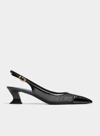Lanvin Womens Nocturne mesh and polished leather pumps