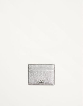 Valentino Garavani Portacarte VLogo Signature In Vitello Granato Laminato Donna SILVER UNI