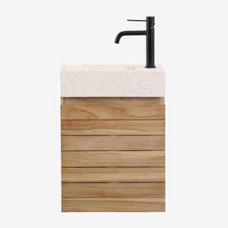 Sklum Sklum - Conjunto De Mueble De Ba&ntilde;o En Madera De Teca Con Lavabo Integrado En Cemento Napier