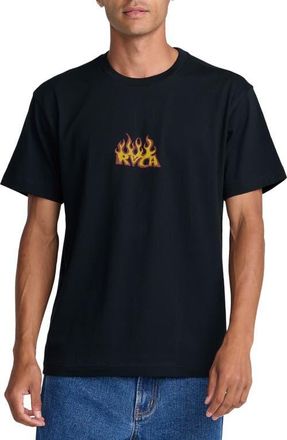 Rvca Spanky Fuego Cotton Graphic T-Shirt in Black at Nordstrom, Size Xx-Large