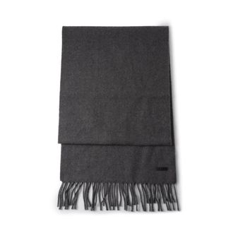 HUGO BOSS Fringed Wool Blend Scarf Grey - male - Hugo - Winter Scarves - Gray - ONE SIZE - Accessories
