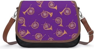 Generic French Horns Pattern Womens Crossbody Bag Fashion Shoulder Handbags Message Tote Bag with Adjustable Strap