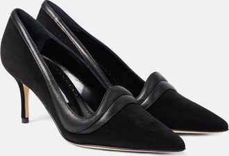 Manolo Blahnik Ajarafa 70 suede and leather pumps
