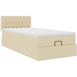 vidaXL Cama Otomana Con Colch&oacute;n Crema 90x200 Cm Tela Vidaxl