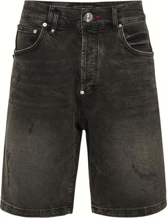 Philipp Plein Denim Shorts Formentera Skull - Heren - Denim shorts - Grijs - W30 - Denim - Korte Broeken