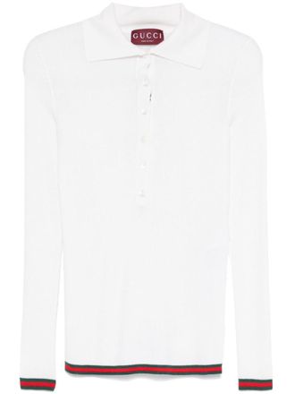 Gucci White Solid Shirt Collar Polo