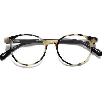 Eyebobs Case Closed 50mm Round Blue Light Blocking Glasses in Black /White Tortoise /Black at Nordstrom, Size +2.00