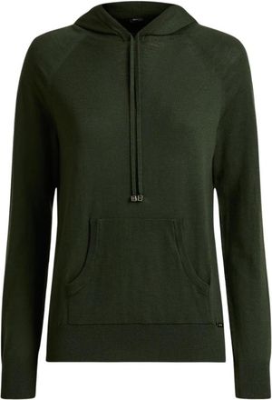 Kiton Wool Hooded Sweatshirt - Dames - Hoodies - Groen - XS - Wol - Hoodies & sweatvesten