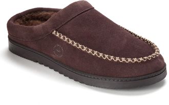 Dearfoams Mens Beckett Genuine Suede Clog Slippers