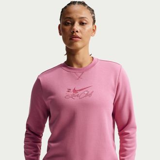 Nike Womens Nike Sportswear Club Fleece Crew-Neck Sweatshirt in Pink | IQ1248-641