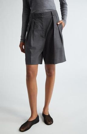 R&oacute;he Tailored Virgin Wool Wide Leg Shorts in Dark Grey Melange at Nordstrom Rack, Size 10 Us / 42 Eu