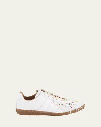 Maison Margiela Mens Replica Paint-Splatter Sneakers