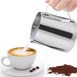 OEM Jarra De Leche De Acero Inoxidable, Jarra Medidora De Leche, Cremera Para Caf&eacute;, Espumador De Leche, Taza De Espresso, 350 Ml/12 Onzas L&iacute;quidas