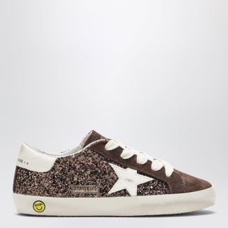 Golden Goose Sneakers Super-star in glitter marrone/crema