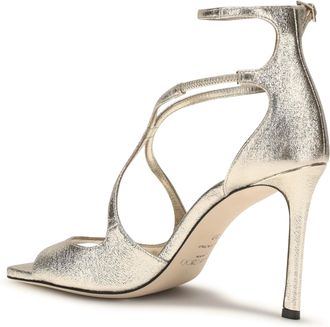 Jimmy Choo London Womens Sandals Azia Platinum Glitter Calf Leather