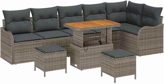 vidaXL Garden Sofa Set with Cushion with Storage 9 pcs Grey vidaXL
