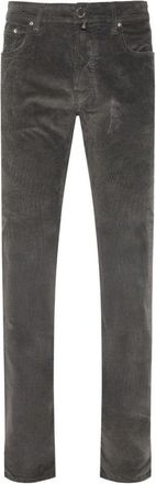 Jacob Cohen Gray Tailored Trousers With Ribbed Texture