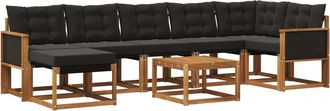 vidaXL Conjunto De Sof&aacute;s De Exterior 8 Uds. Natural Y Negro Vidaxl