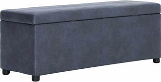 vidaXL Vidaxl - Banco Con Espacio De Almacenaje 116 Cm Piel Ante Sint&eacute;tica Gris