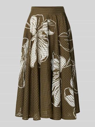 Essentiel A-Linien Midi-Rock mit Kellerfalten am Bund Modell JANGO in Oliv, Gr&ouml;&szlig;e 34