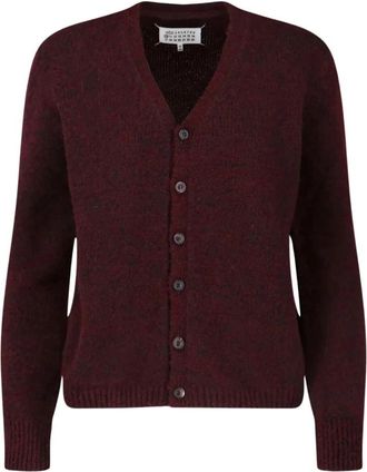 Maison Margiela V-Hals Gebreid Vest met Knopen - Dames - Vesten - Rood - XL - Wol - Truien & Vesten