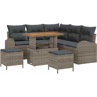 vidaXL Conjunto De Sof&aacute; De Jard&iacute;n Con Coj&iacute;n 8 Pcs Gris 90 X 55 X 71 Cm Vidaxl