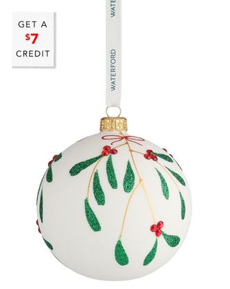 Waterford Holiday Heirlooms Mistletoe Bauble Ornament With $7 Credit