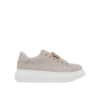 Renato Garini Womens Butterfly Jeweled Platform Sneakers In Beige