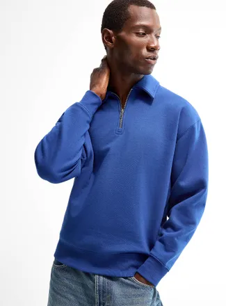 Le 31 Mens Zip-up polo-collar sweatshirt