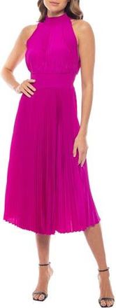 OLEG CASSINI Pleated Sleeveless Midi Dress in Fuchsia at Nordstrom Rack, Size Medium