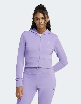 adidas Seasonal Essentials - Top sportivo in French Terry con zip lilla magic-Viola