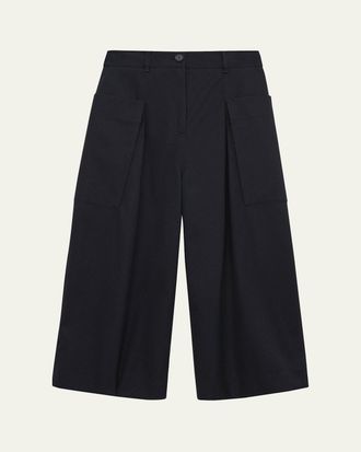 Loewe Pleated Wide-Leg Cropped Trousers