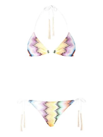 Missoni zigzag-pattern tassel bikini - Yellow