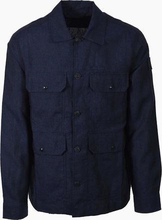 Belstaff Mens BELSTAFF FORGE LINEN JACKET DARK INK - Navy - Size: 42