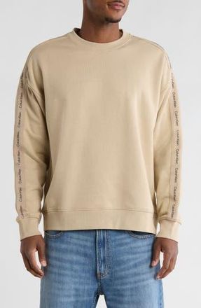Calvin Klein Logo Tape Long Sleeve T-Shirt in White Pepper at Nordstrom Rack, Size Xx-Large