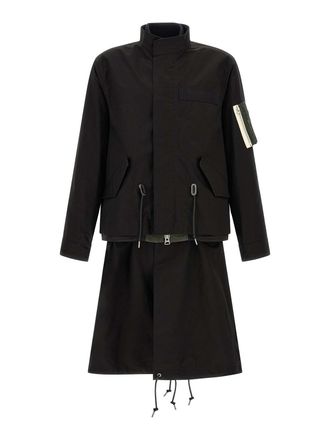 sacai nylon twill x rip stop coat