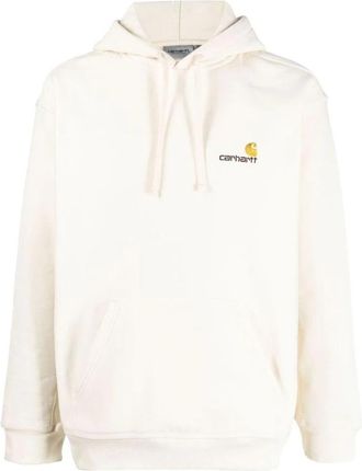 Carhartt Work in Progress Hooded American Script Sweatshirt - Heren - Hoodies - Beige - XL - Katoen - Hoodies & sweatvesten