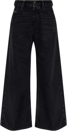Diesel Wide Jeans, female, Black, Size: W25 Trousers