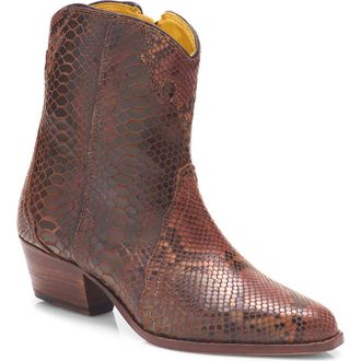 Free People New Frontier Western Bootie in Snake Print Leather at Nordstrom, Size 8.5Us