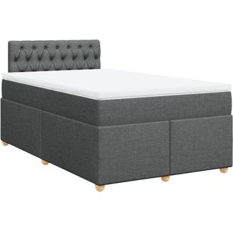vidaXL Cama Box Spring Con Colch&oacute;n Tela Gris Oscuro 120x190 Cm Vidaxl