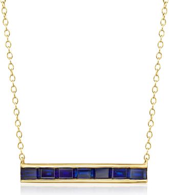 RS Pure by Ross-Simons Lab-Grown Sapphire Bar Necklace in 18kt Gold Vermeil