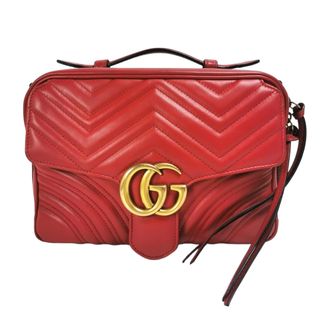 Gucci Gucci Marmont Handtas Kleine Rode Kalfsleer