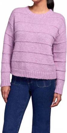 Tribal Heathered Stripe Crew Neck Sweater In Purple Lotus