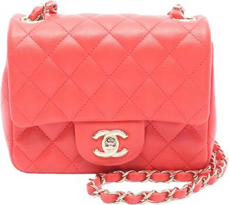 Chanel 2021 Mini Square Classic Lambskin Single Flap shoulder bag - Rosso