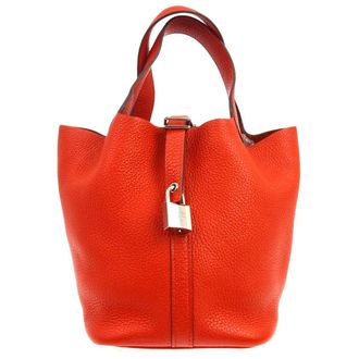Herm&egrave;s Picotin Lock Clemence Red Leather Handbag (Pre-Owned)