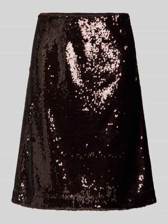 More & More More & More Knielanger Rock mit Pailletten in Dunkelbraun, Gr&ouml;&szlig;e 40