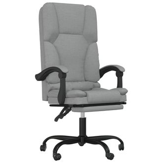 vidaXL Silla De Oficina Reclinable Con Masaje De Tela Gris Claro Vidaxl